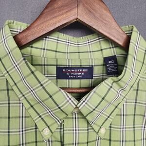 Roundtree Yorke Shirt Men 4XLT Green Plaid Short Sleeve Button Up Easy Care NEW